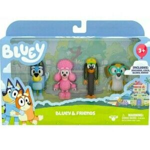 BLUEY - Bluey Friends Family Toy Mini Figures Bluey Snickers Coco Honey  4 Pack